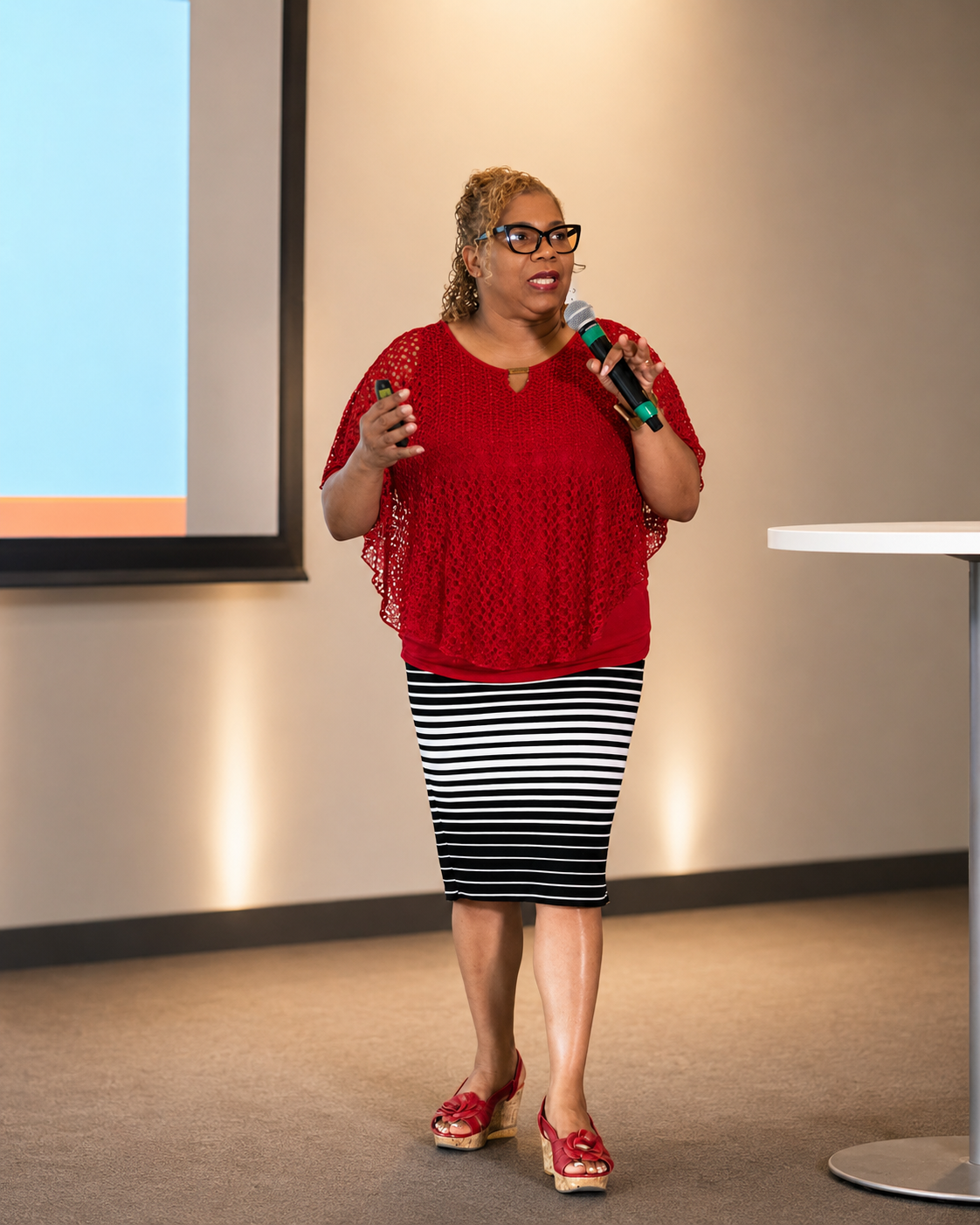 Joyce Odidison presenting on camera